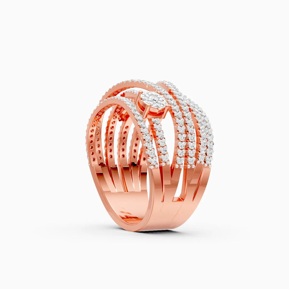 Bold Clustered Multi-Layer Halo Diamond Ring
