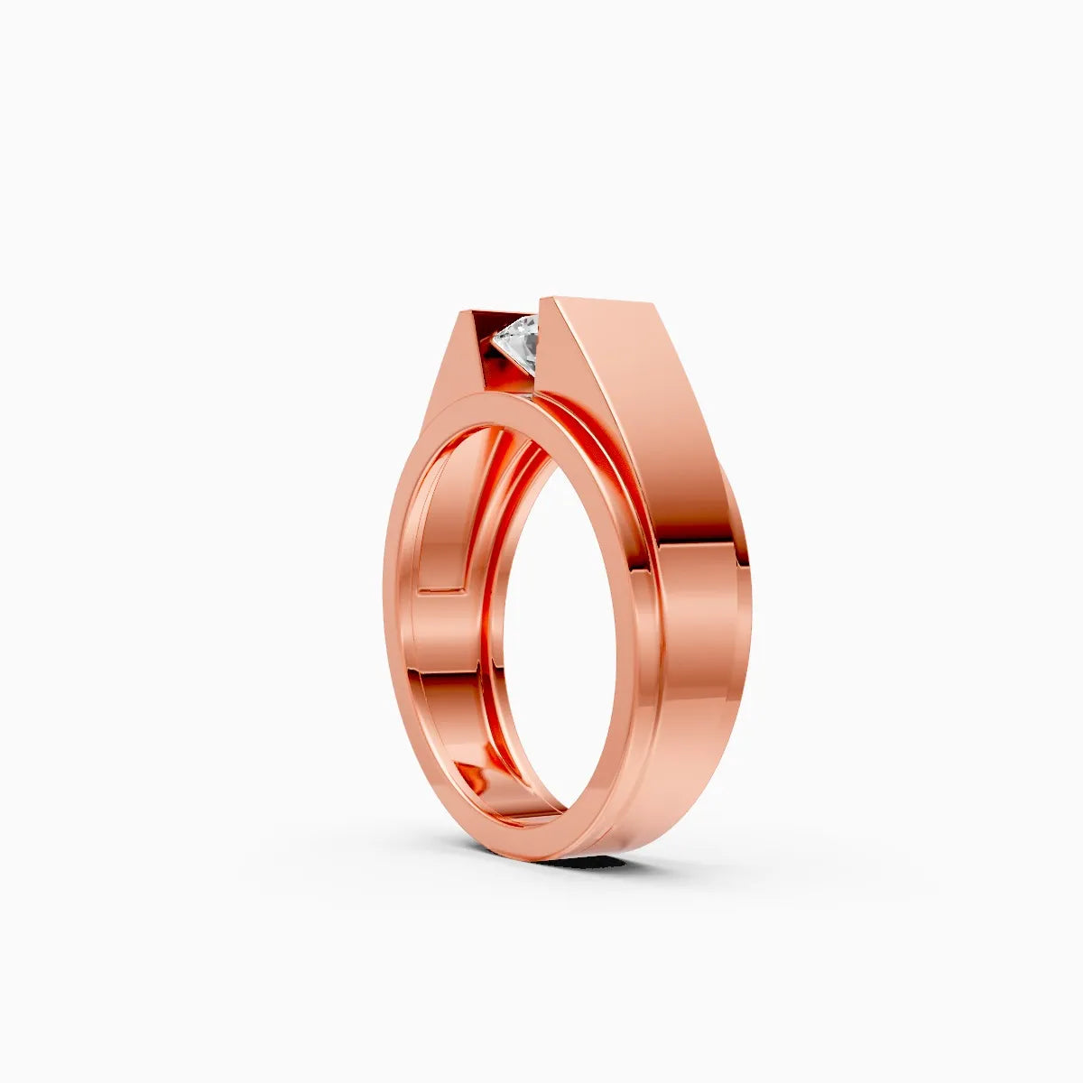Modern Bezel Setting Men's Two-Tone Lab Diamond Ring
