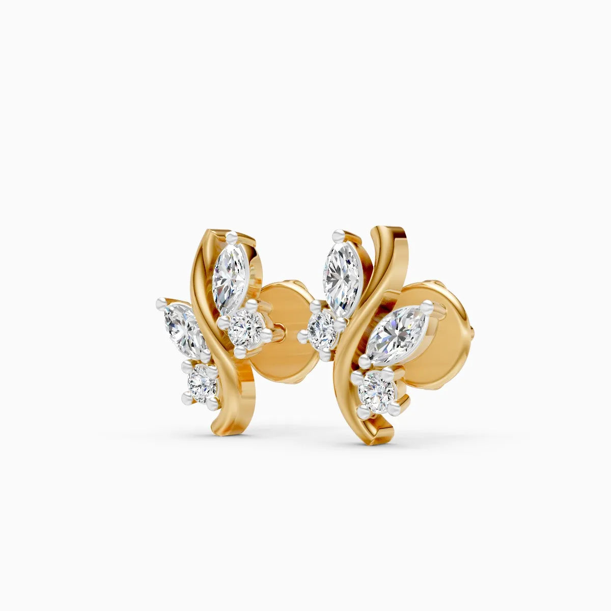 Marquise Leaf Curve Studs