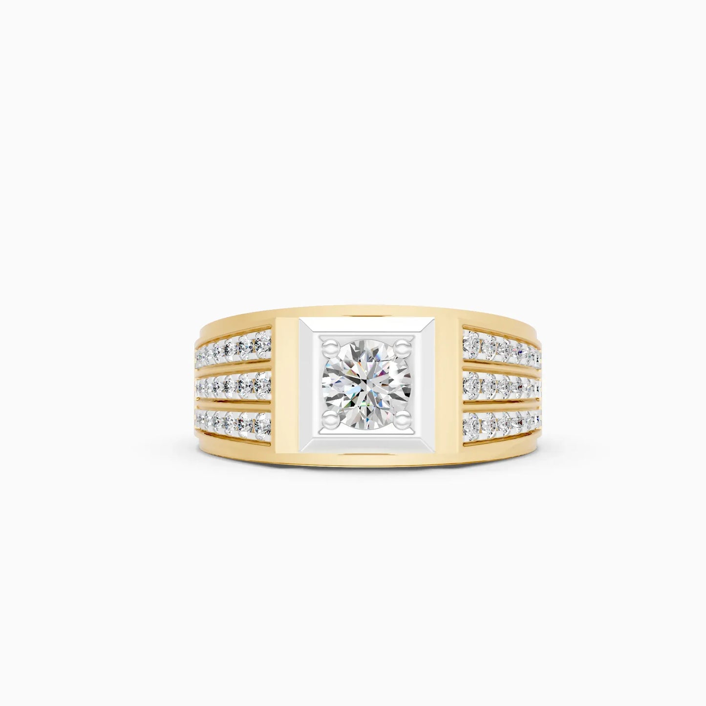 Stylish Three Row Cluster Round Lab Grown Ring