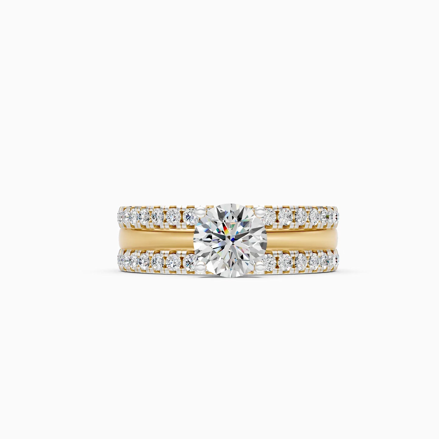 Glamor Double Line Solitare Diamond Engagement Ring