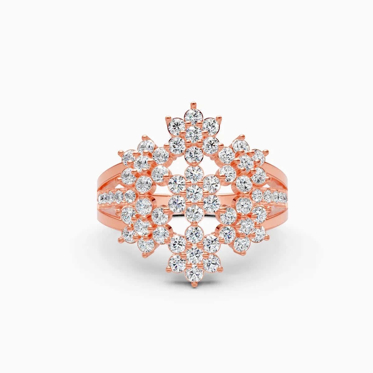 Round Flower Style Cluster Engagement Ring