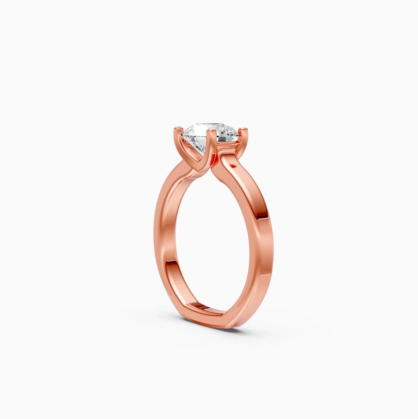 Round Four Prong lab Diamond Solitaire Ring