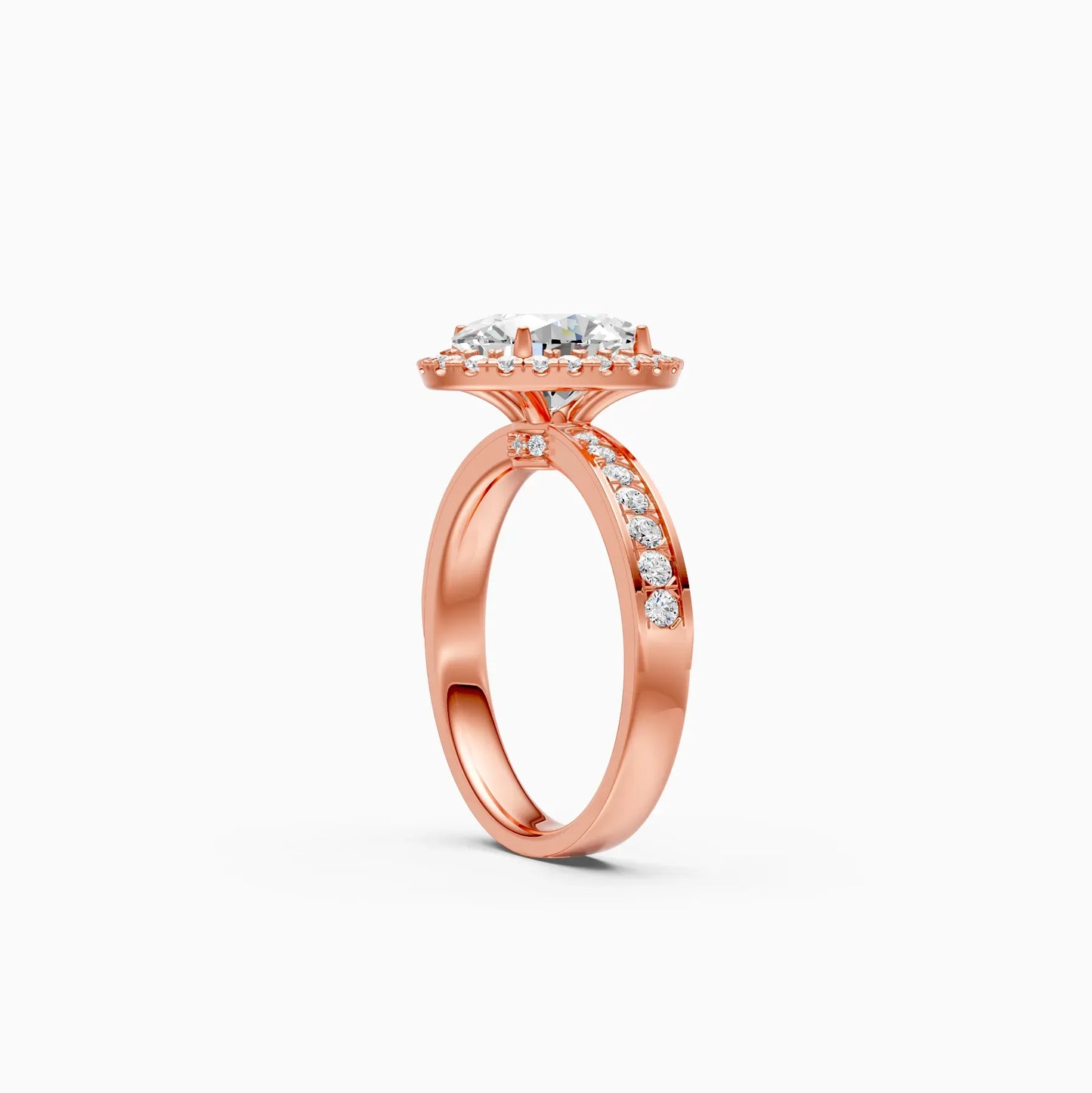Oval Halo lab Grown Solitaire Accents Ring