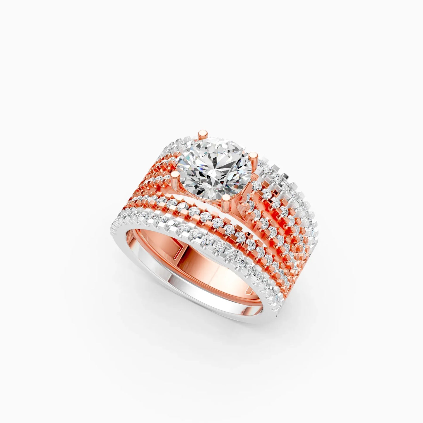 Sparkle Solitaire Five Band Engagement Ring
