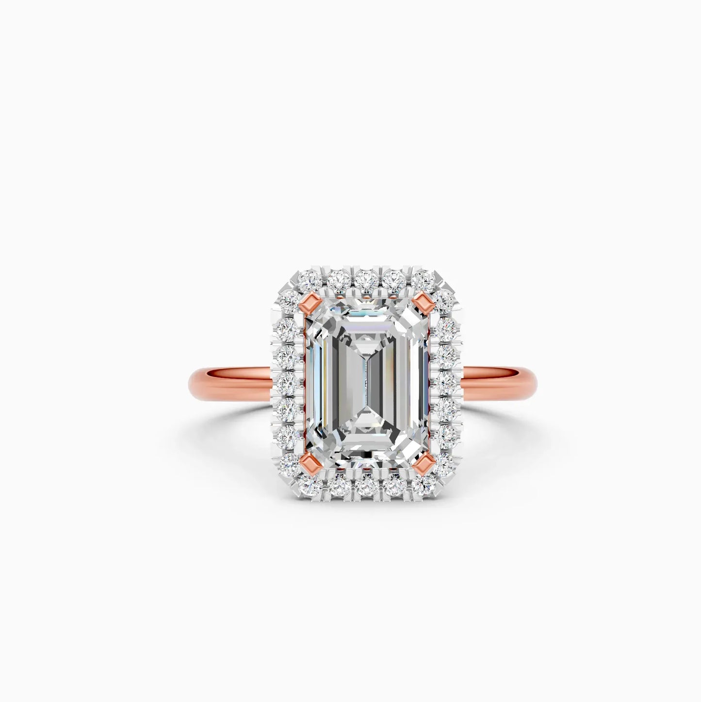 Emerald Halo Solitaire Diamond Ring
