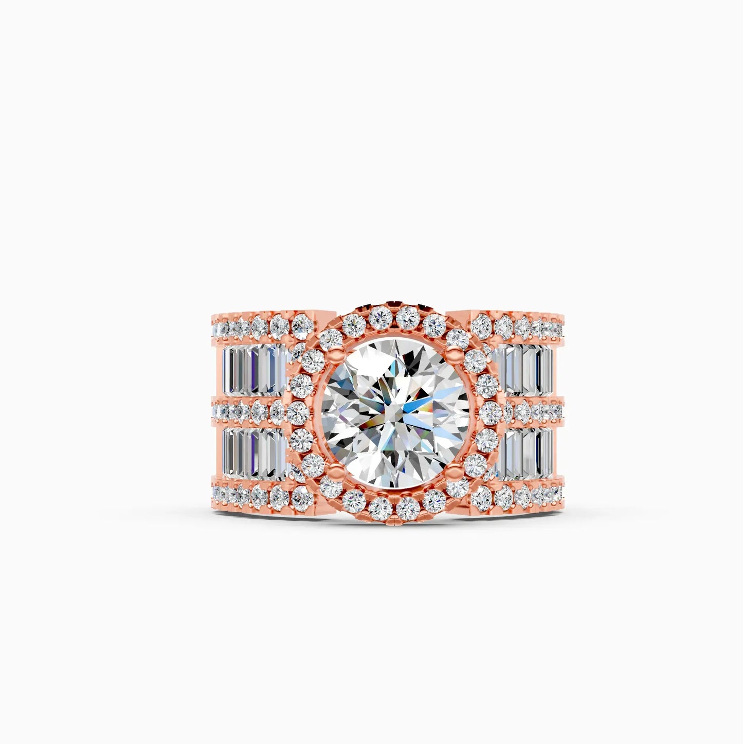 Luxury Triple Row Halo Diamond Ring