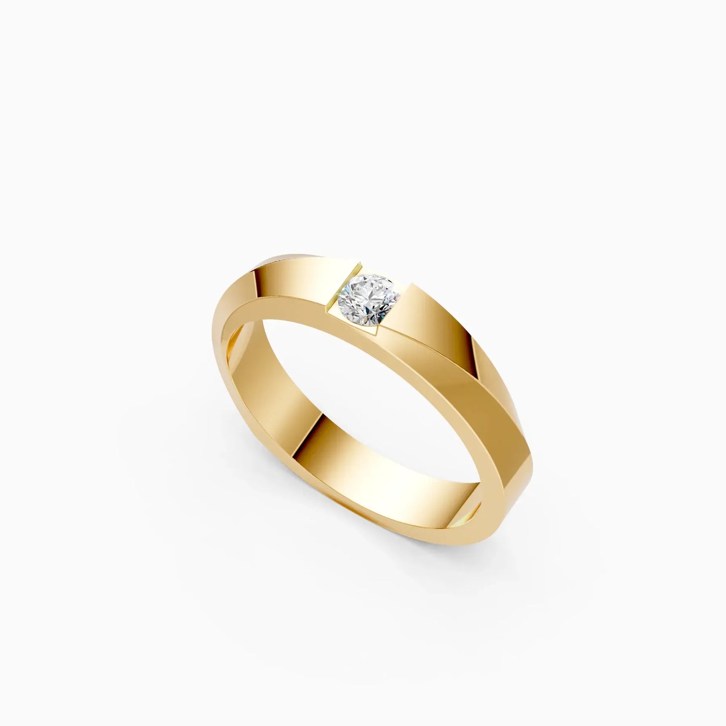 14kt Solitaire Round Lab Diamond Men's Ring