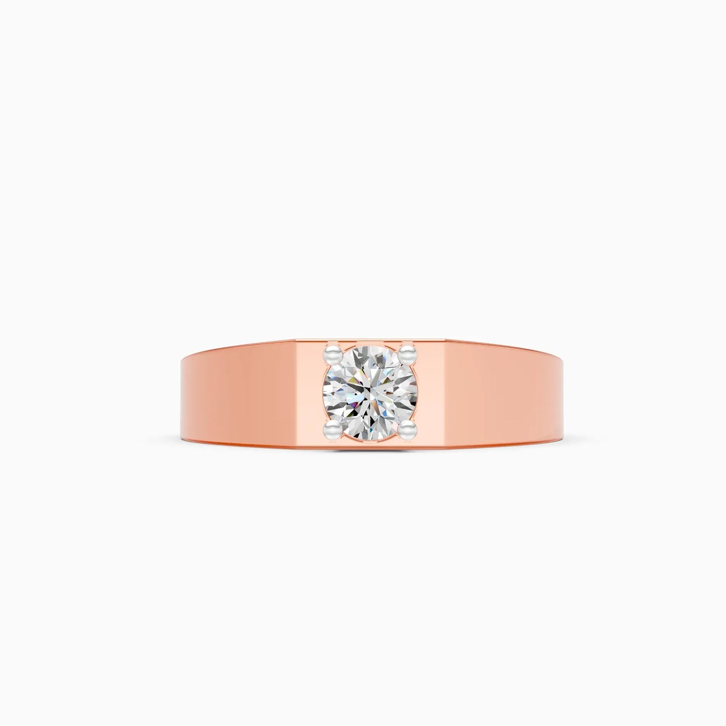 Round Lab Diamond Men's Solitaire Ring