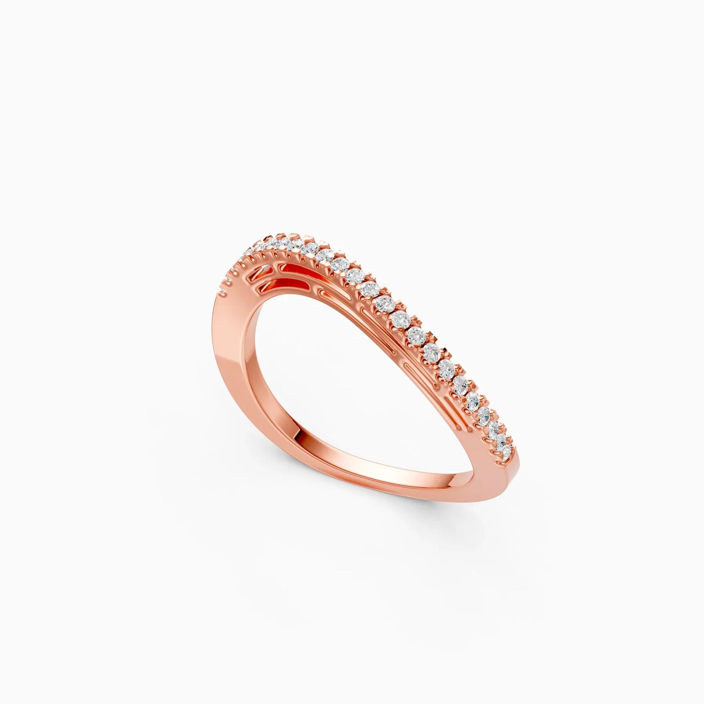 Minimalist Curve Shape Lab-Diamond Band Ring
