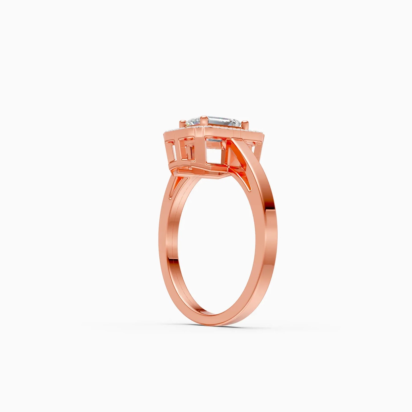 Graceful Emerald Cut Diamond Engagement Ring