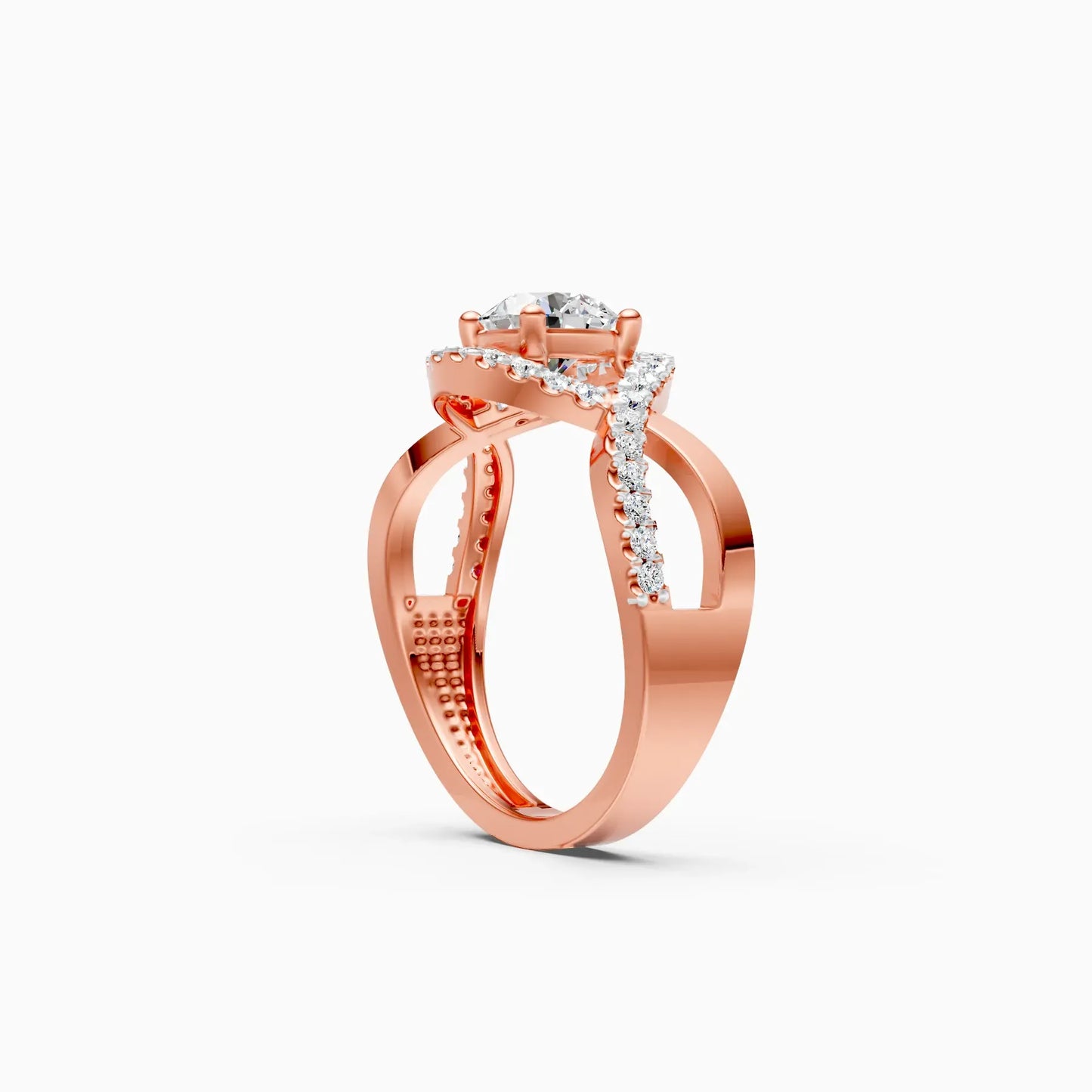 Spiral Cross Solitare Diamond Ring