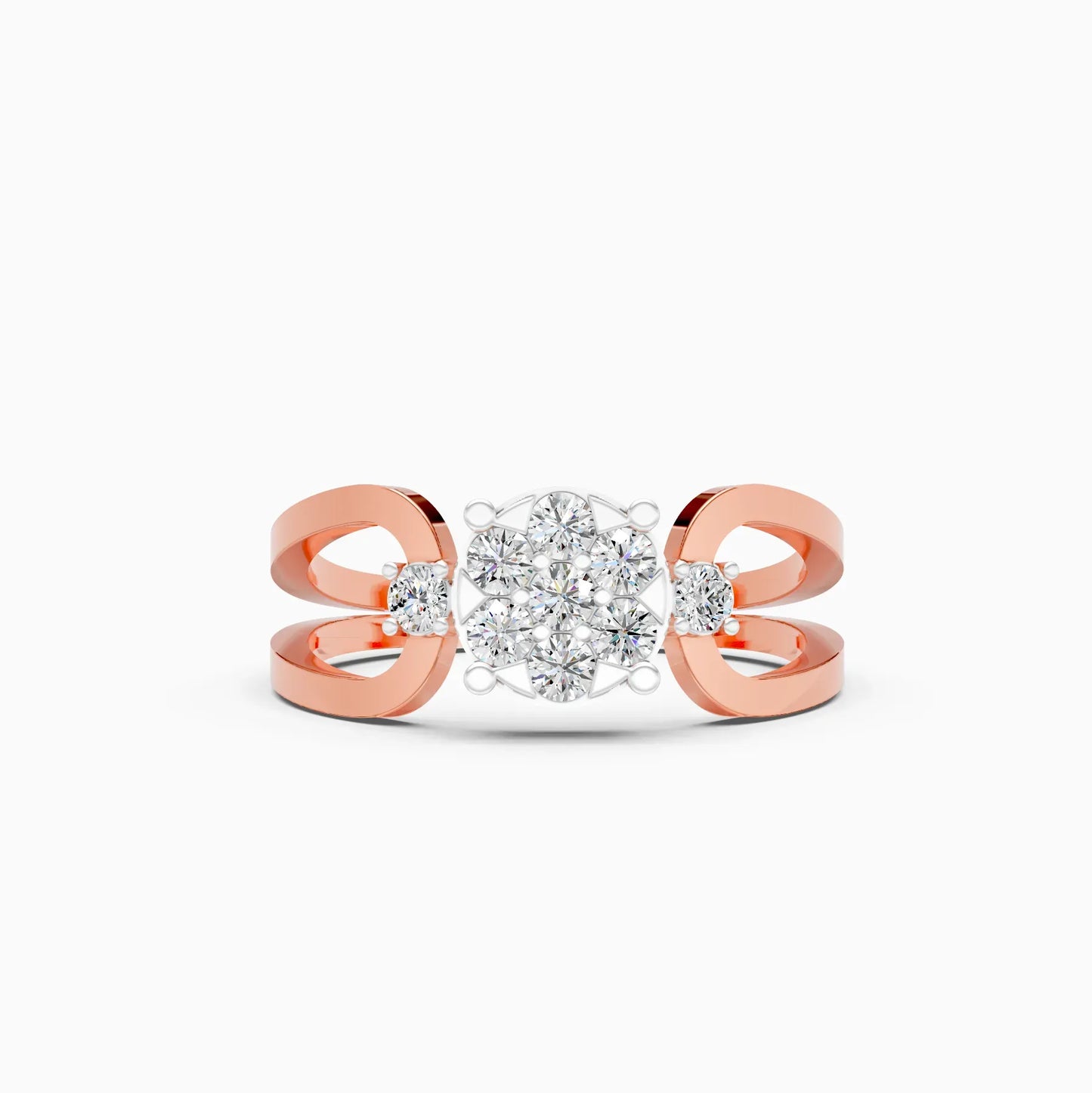 Lavish Floral Diamond Ring in Rose Gold