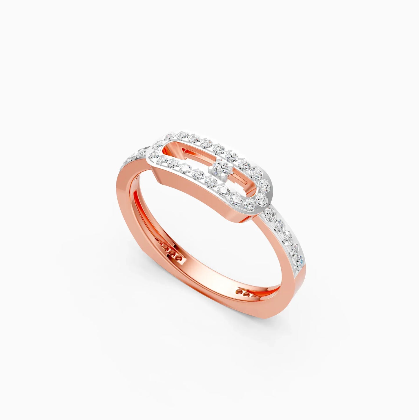 Round lab Grown Diamond Open Hexagon Ring