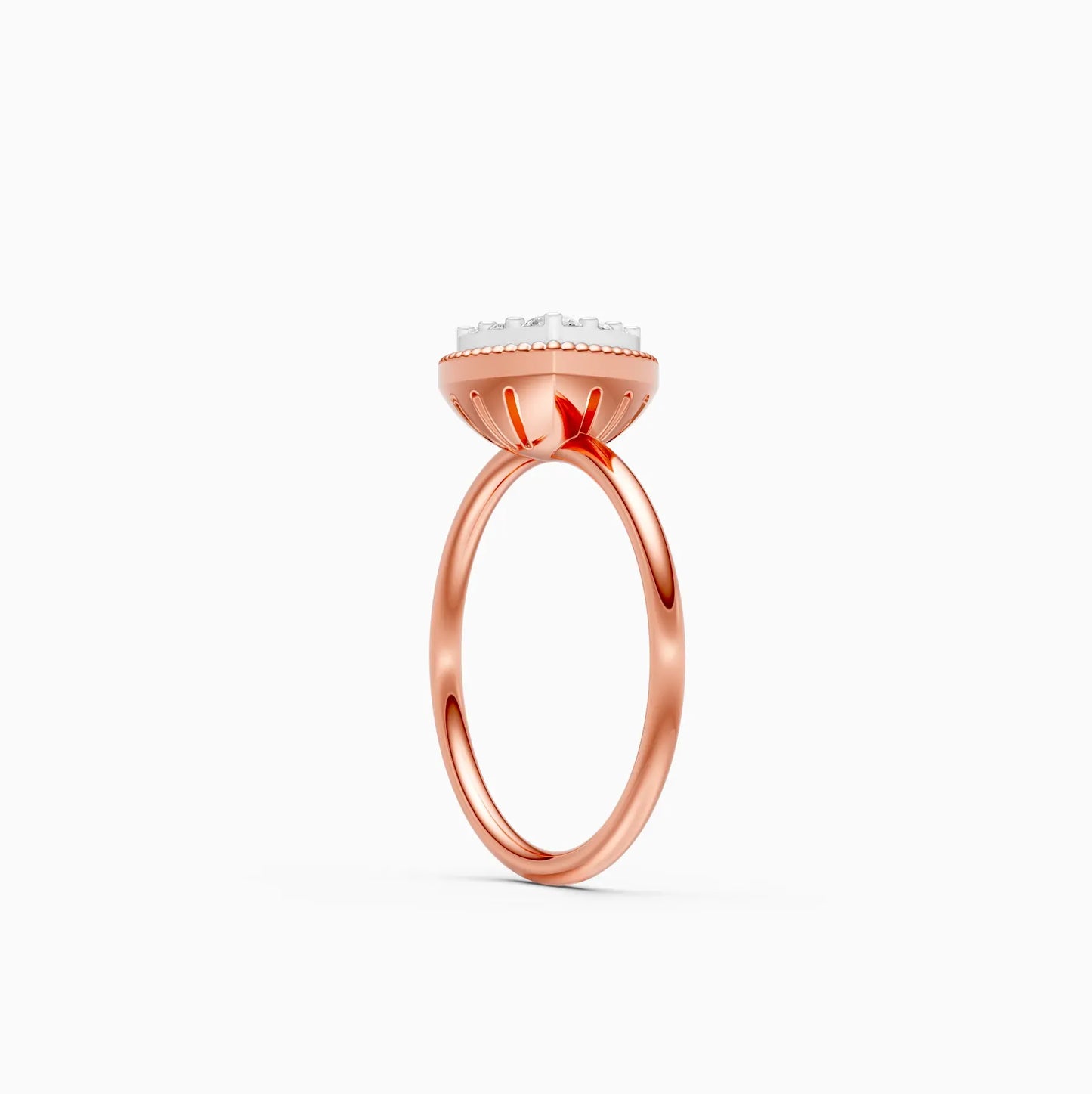 Elegant Two Tone Diamond Cluster Trillion Shape Ring