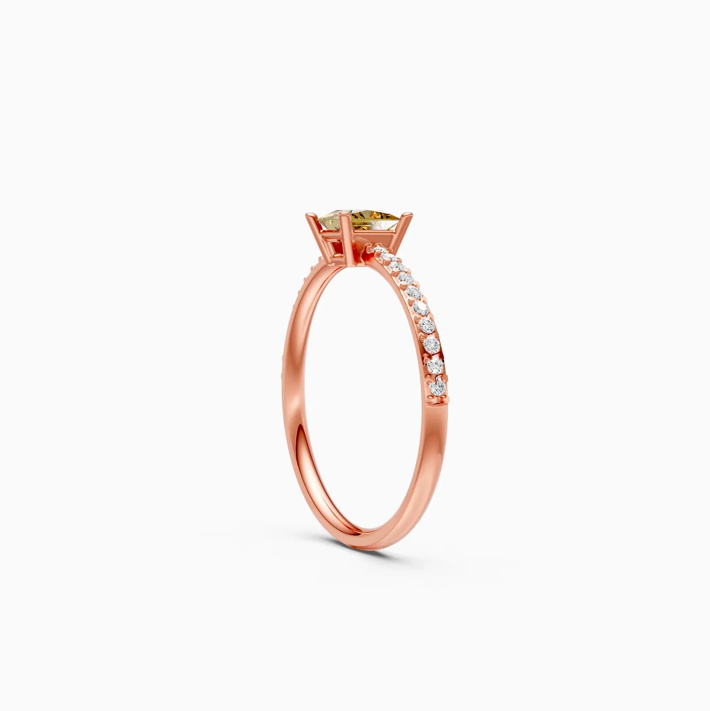 Trendy Yellow Topaz Pricess Diamond Dainty Ring