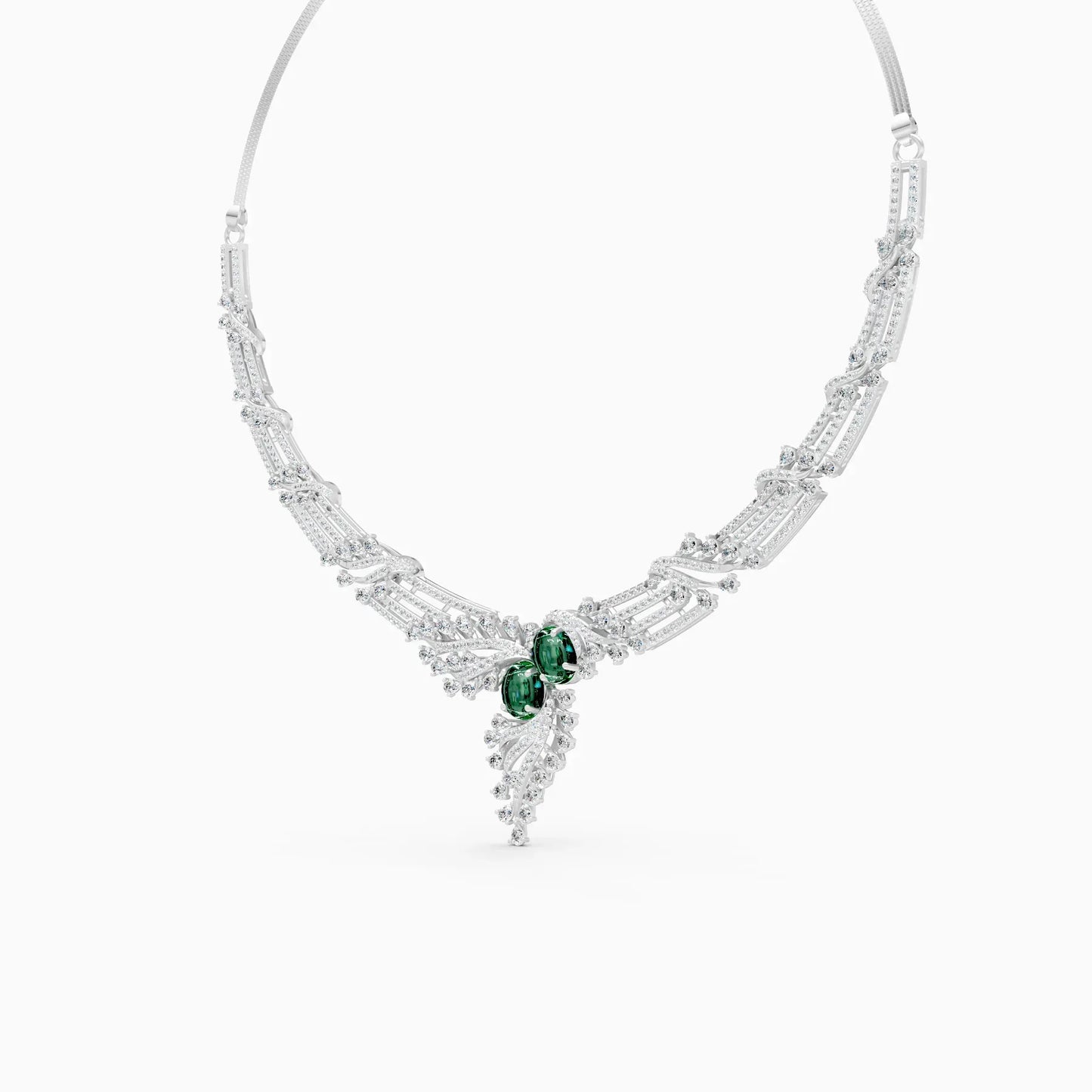 Leaf Shaped Gold Lab Diamond Necklace