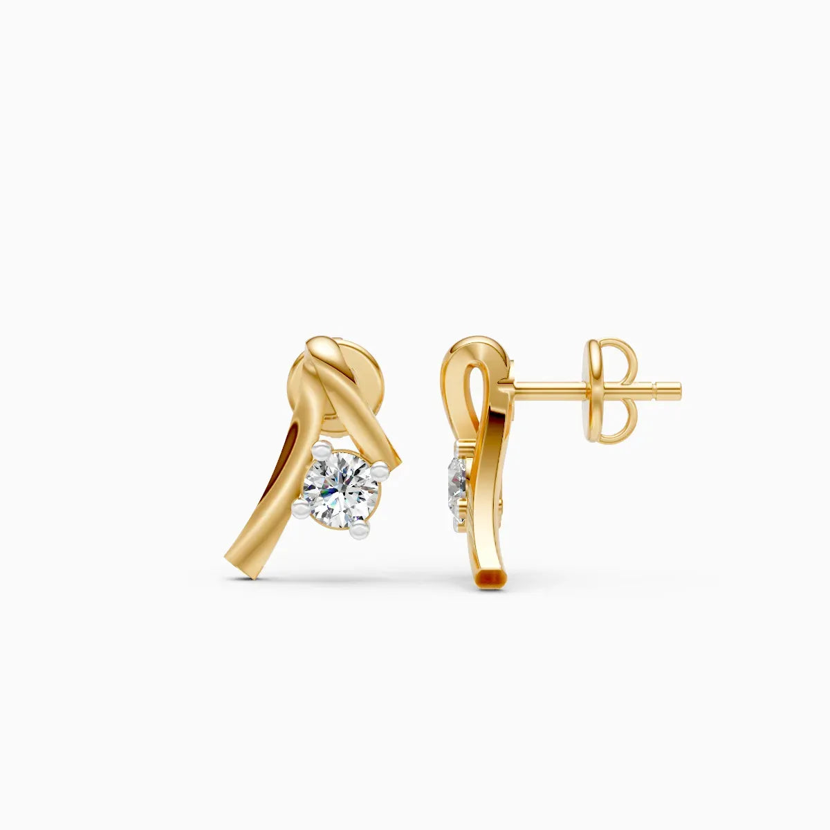 Twisted Ribbon Knot Solitaire Stud Earrings