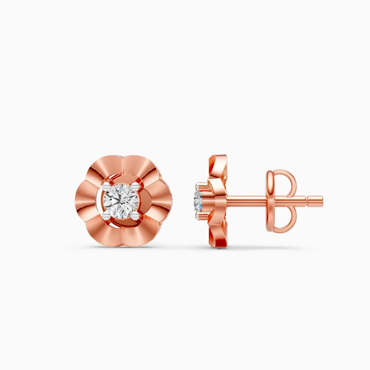 Round Floral Stud Earrings