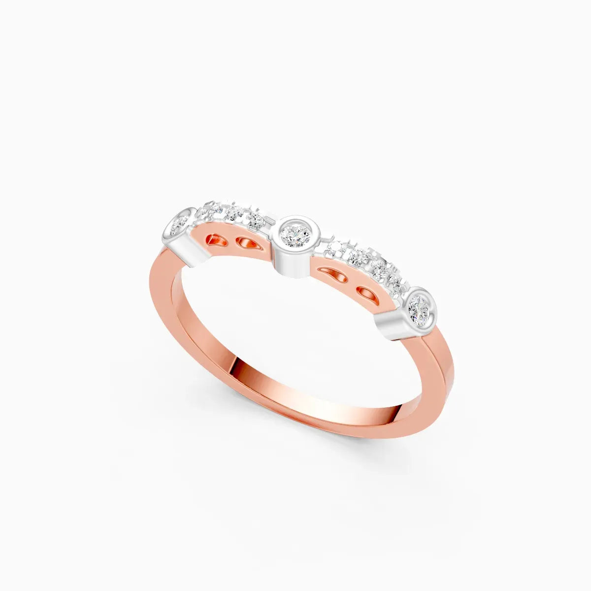 Bezel & Pave Station Diamond Ring