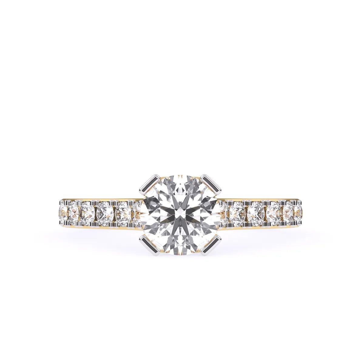 Laxurious Round Solitaire With Side Accent Diamond Ring
