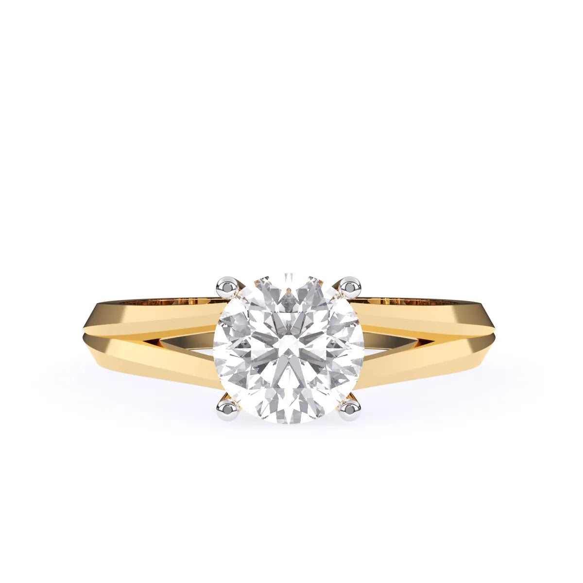 Lavish Split Shank Round Solitaire Ring