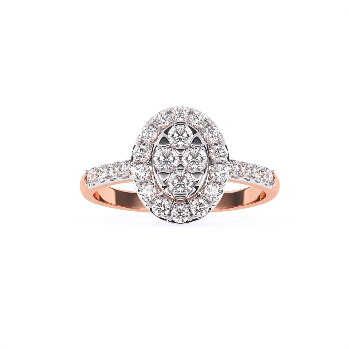Oval Lab Grown Diamond Halo Rose Gold Engagement Ring