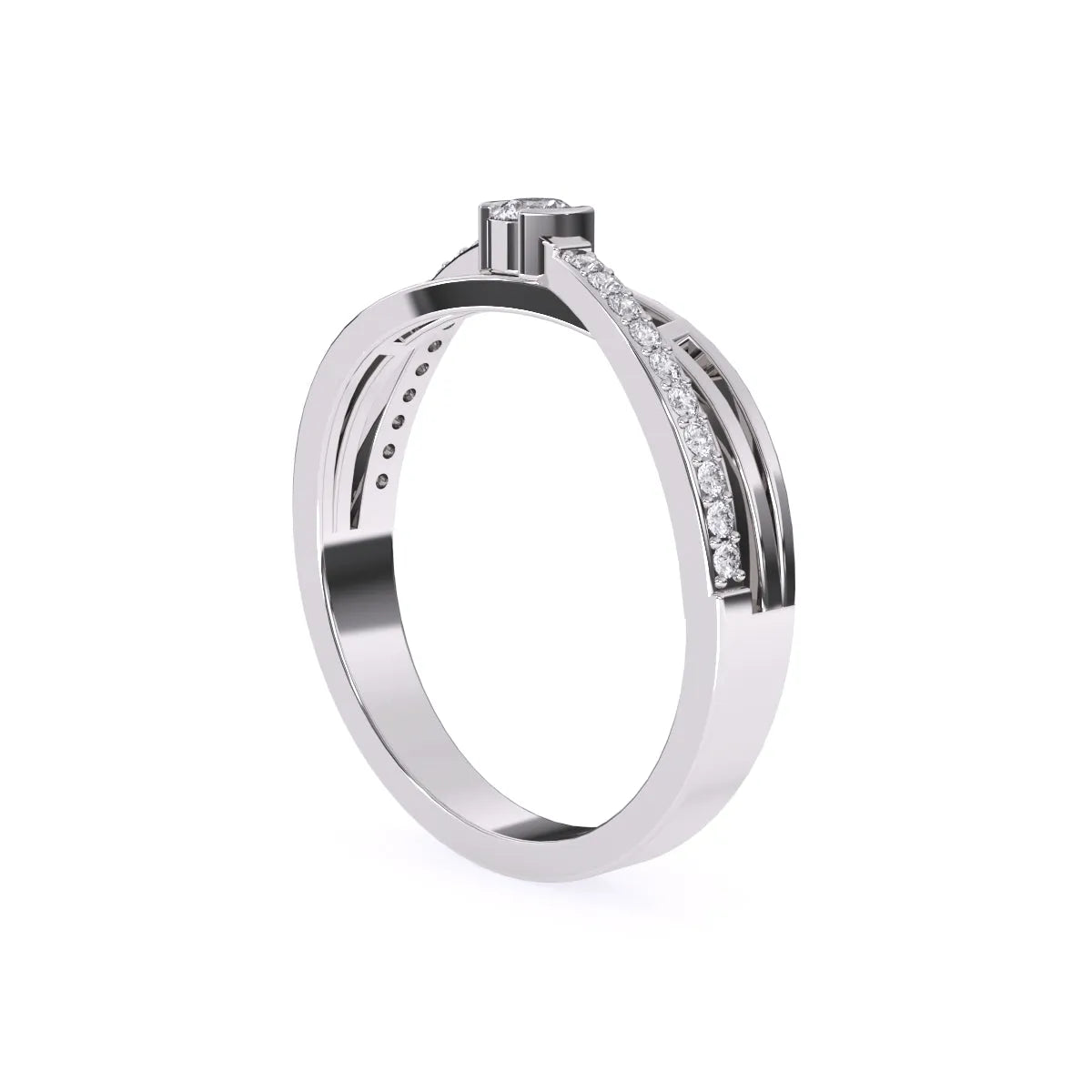 Antique Crossover Diamond Ring in Rose Gold And White Gold