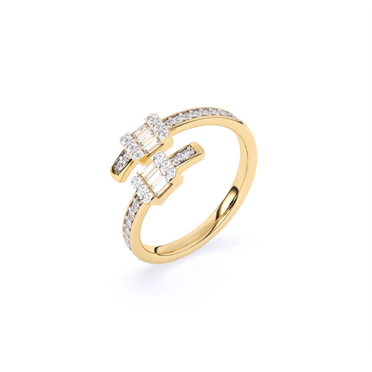 Baguette & Round Open Gape Wedding Band