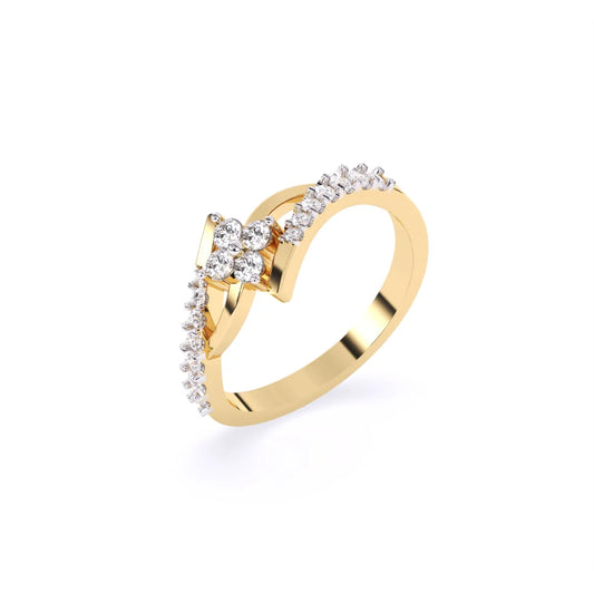 Flower Style Bypass Lab  Diamond Engagement Ring