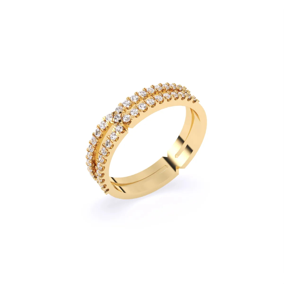 Two Line Half Eternity Lab Diamond Wedding Band
