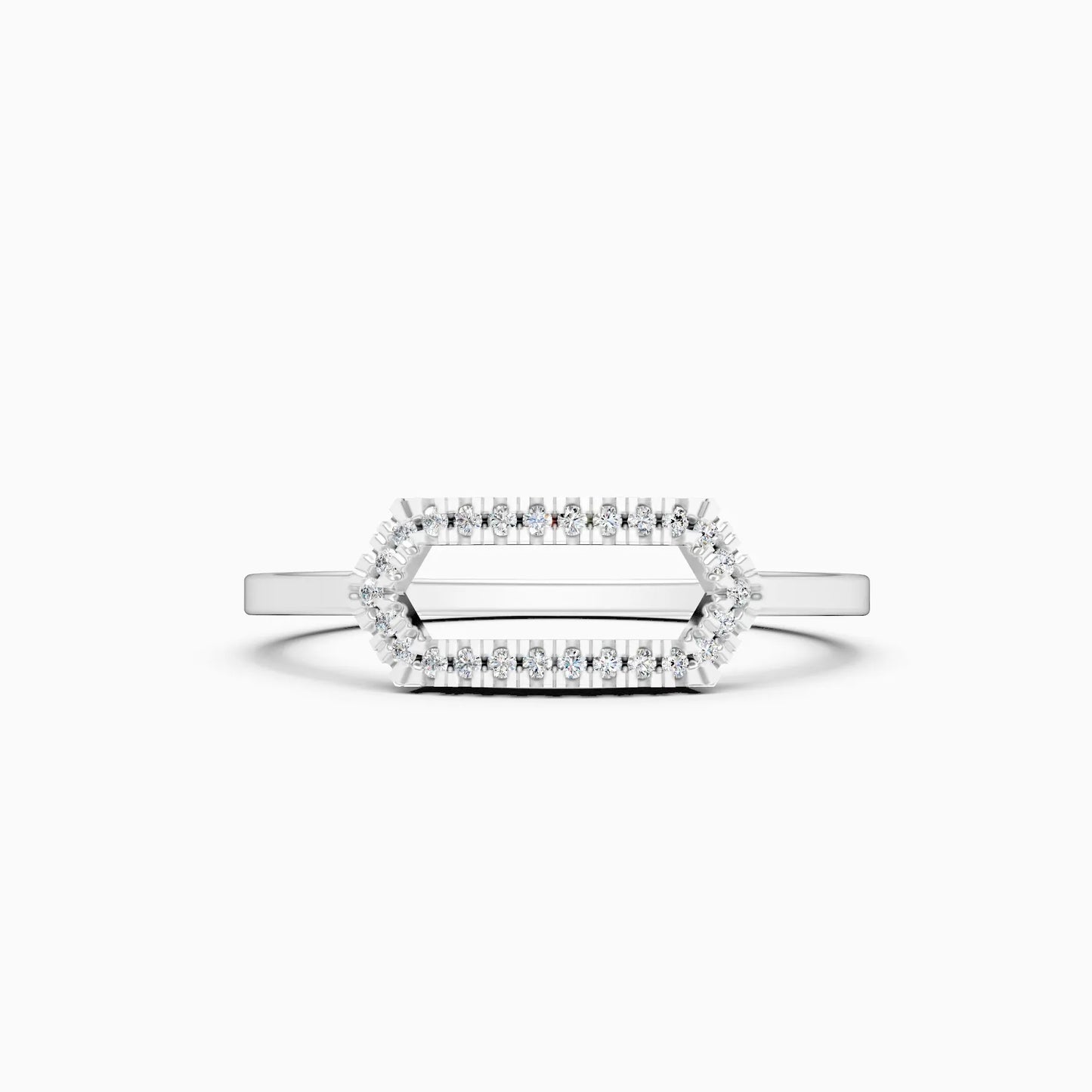 Stylish Open Hexagon Shape Diamond Ring