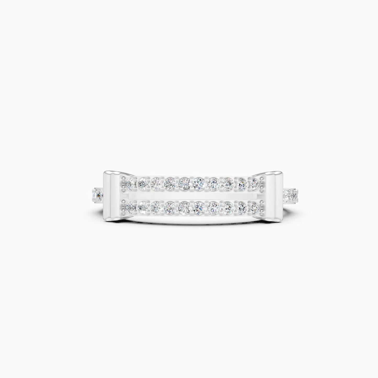 Double Row Bar Round-Cut Lab Diamond Ring