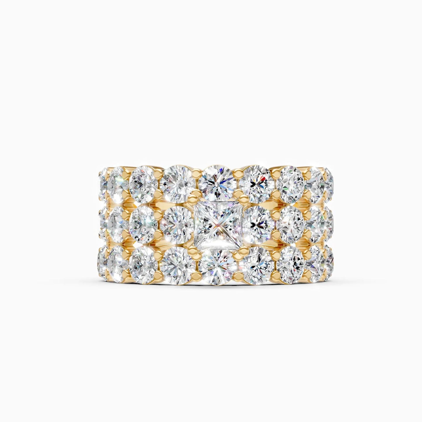 Elegant Three Row Cluster Diamond Ring