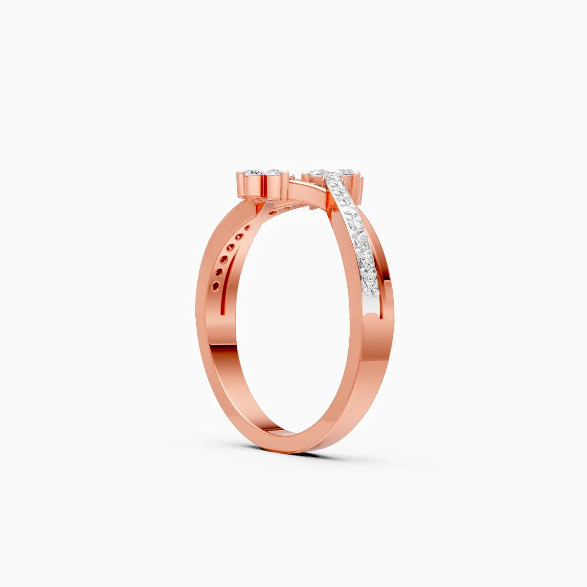 Wave Style Round Shape Lab Diamond Ring
