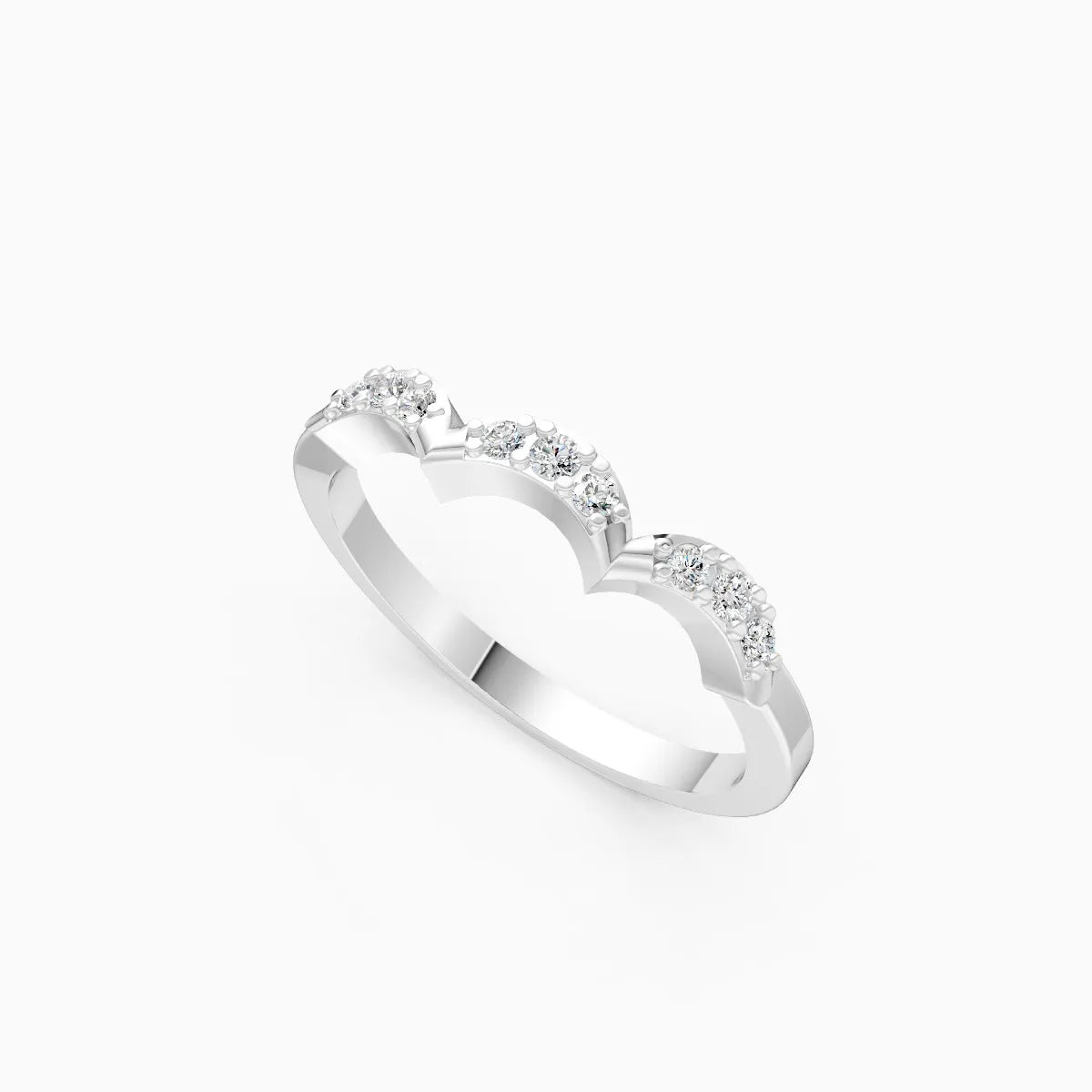 Scalloped Wave Diamond Band