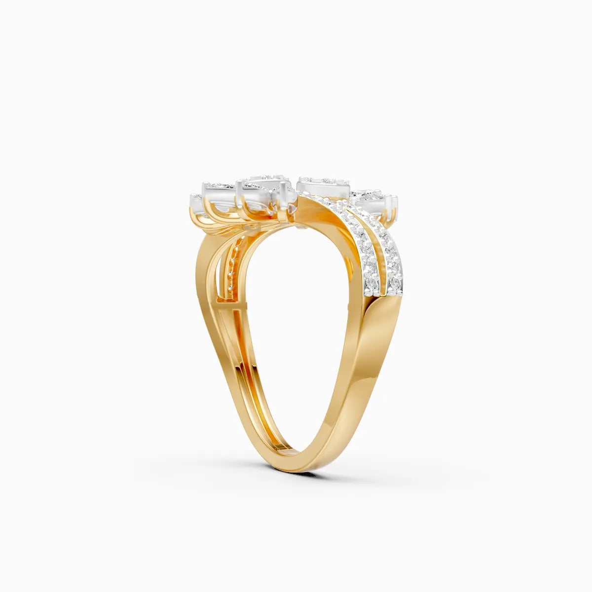 Floral Marquise Lab Grown Diamond Pave Accents Ring