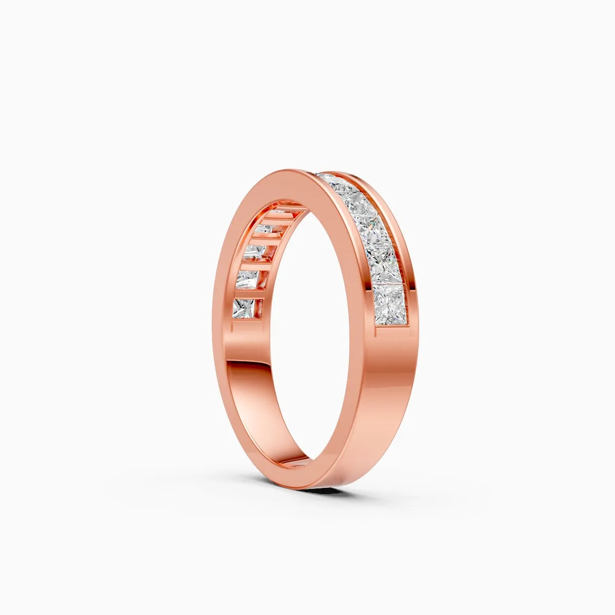 Sleek Channel Princess Cut Diamond Band