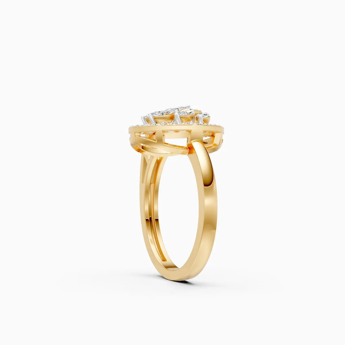 Radiant Leaf Circle Diamond Ring