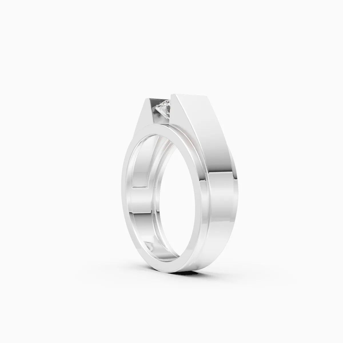 Modern Bezel Setting Men's Two-Tone Lab Diamond Ring