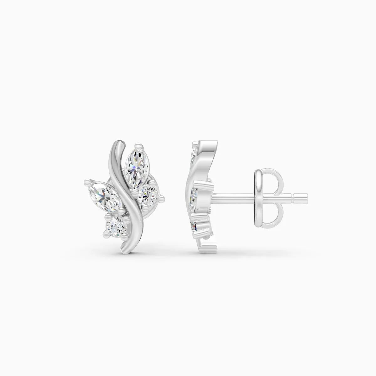 Marquise Leaf Curve Studs