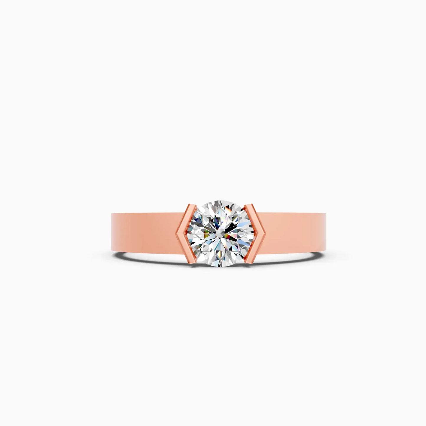 Men's Solitaire Rose Lab Diamond Couple Ring