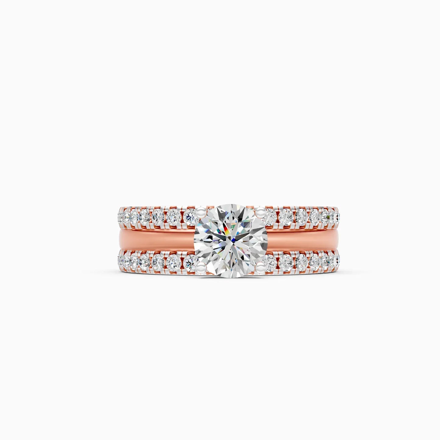Glamor Double Line Solitare Diamond Engagement Ring