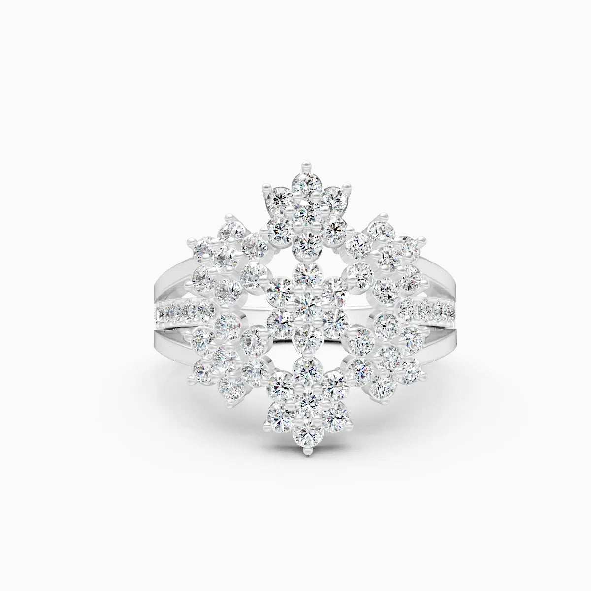 Round Flower Style Cluster Engagement Ring