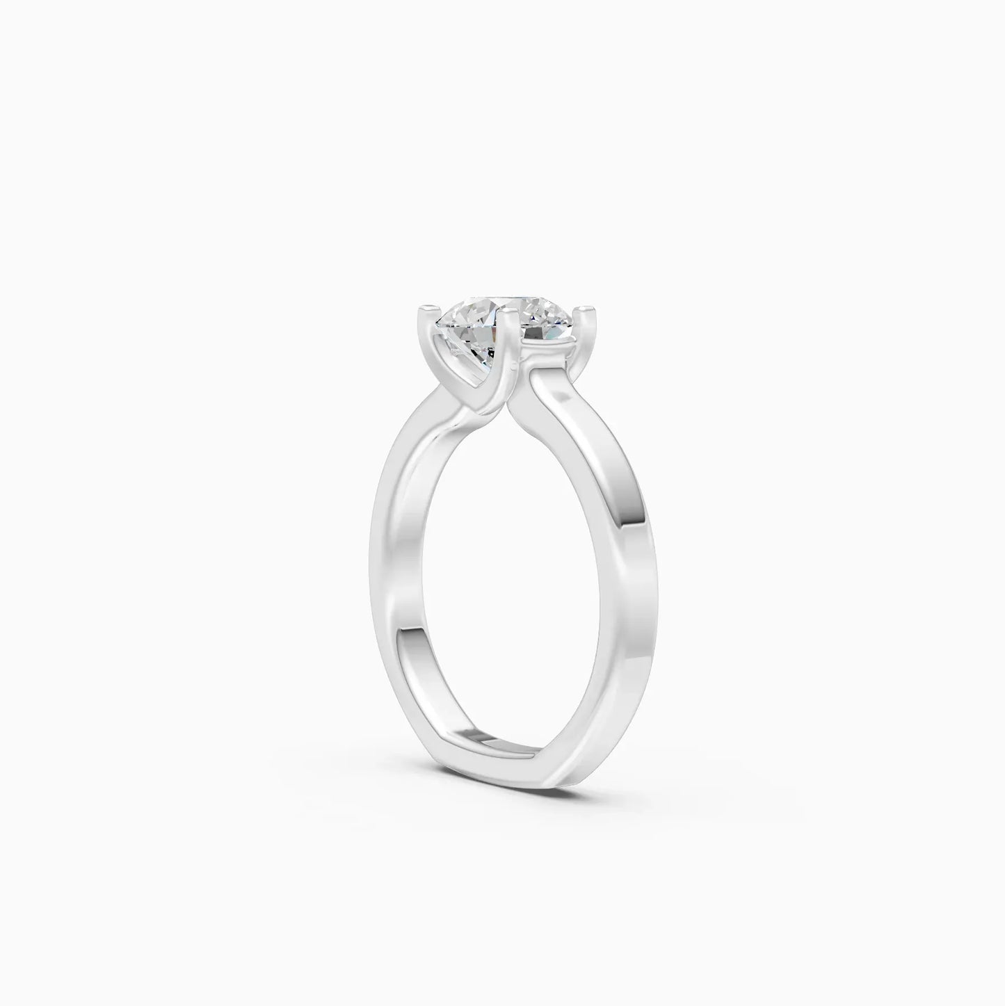 Round Four Prong lab Diamond Solitaire Ring