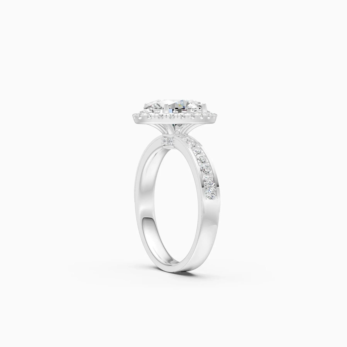 Oval Halo lab Grown Solitaire Accents Ring