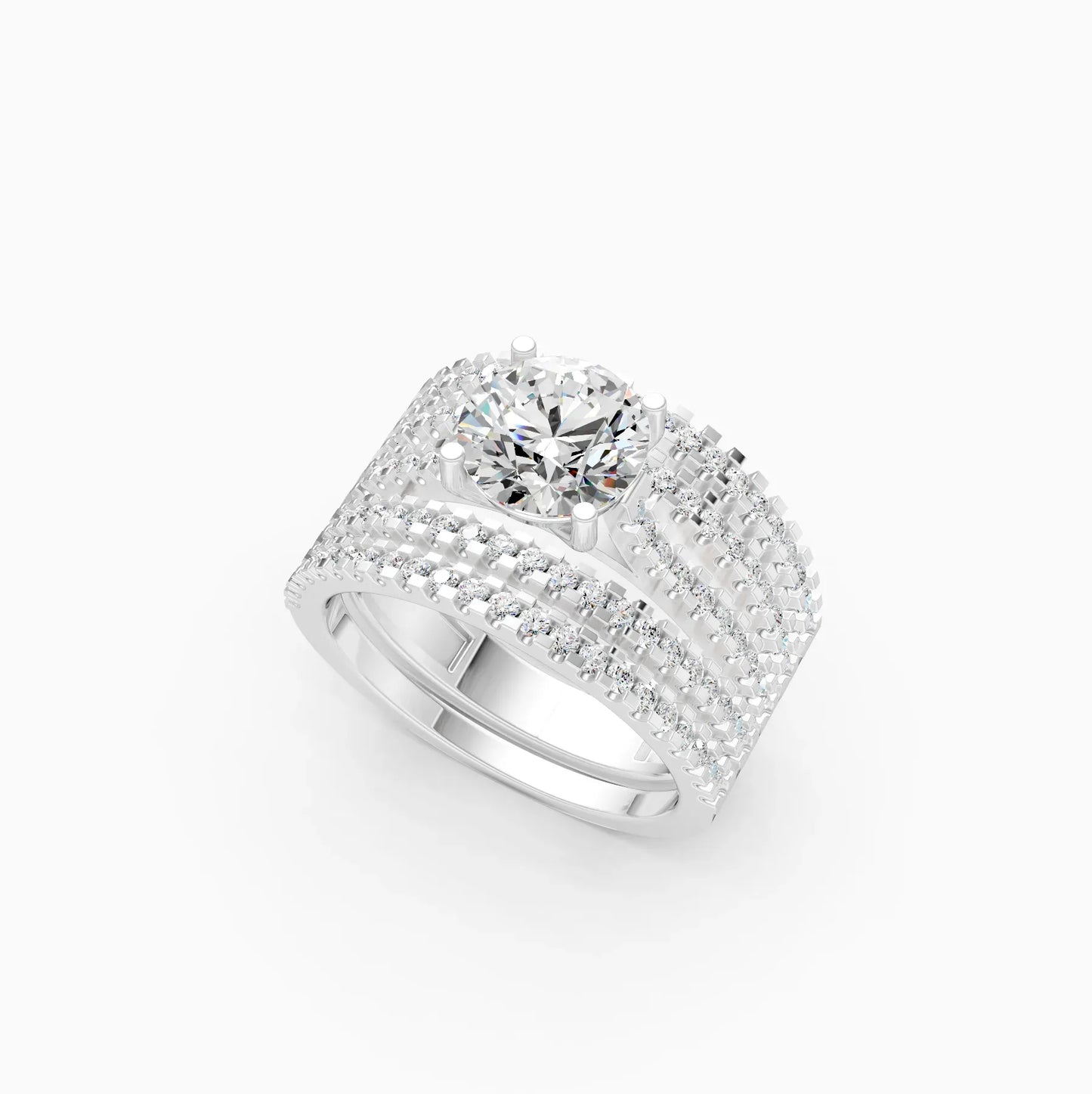 Sparkle Solitaire Five Band Engagement Ring