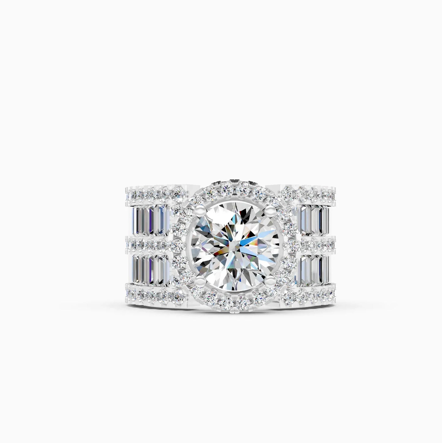 Luxury Triple Row Halo Diamond Ring