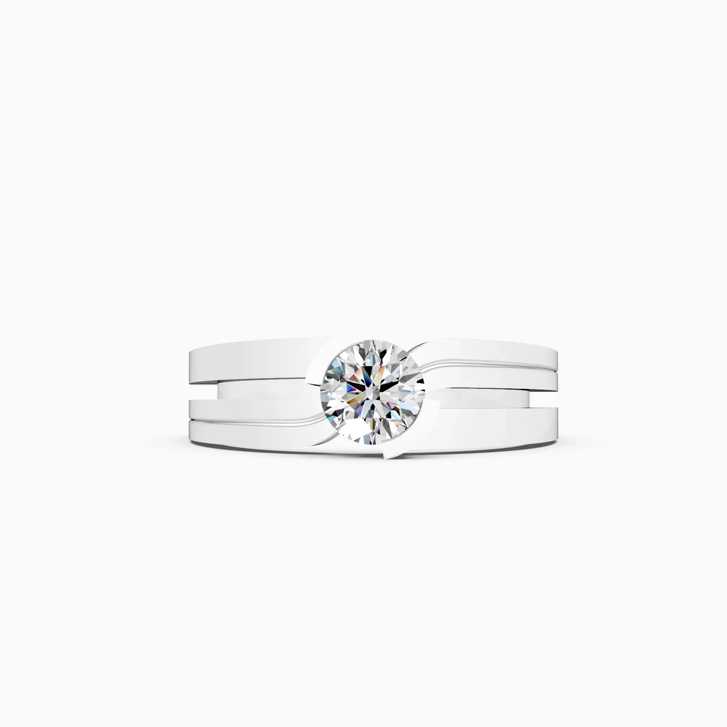 Round Two Tone 14K Gold Couple Band