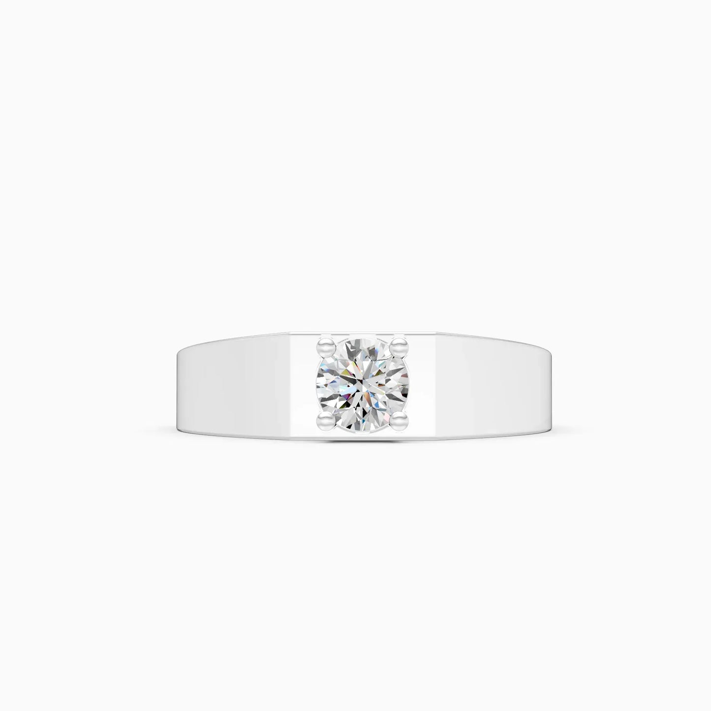 Round Lab Diamond Men's Solitaire Ring